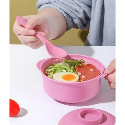 Wheat Straw Ramen Bowl with Lid Plastic Fiber Tableware Home Casserole Instant Noodles Bowls Large Soup Bowl Kitchen Supplies