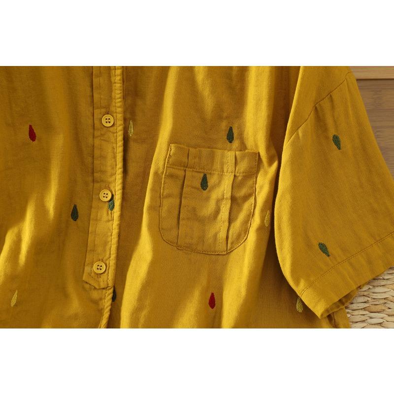 DIMANAF 2026 Plus Size Summer Women Blouse Shirts Tunic Oversize Loose Casual Embroidery Floral Cotton Linen Lady Tops