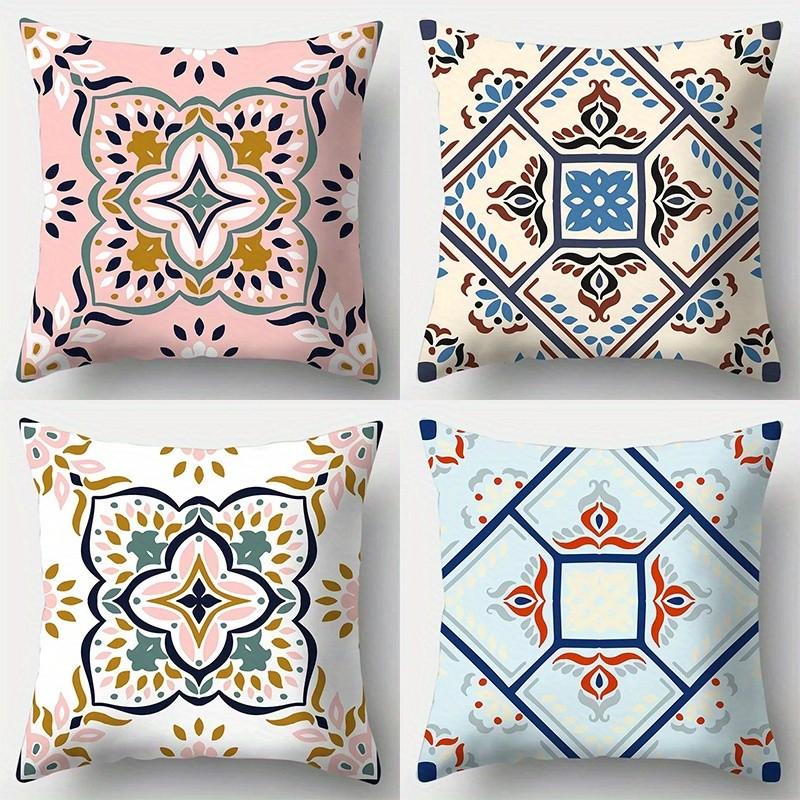 Colorful Geometric and Floral Pattern Cushion Covers Pattern Cushion Cover Suitable for Sofa Bedroom Car Pillow Cover