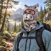 Elastická obličejová maska 3D zvířecí kukla, Větruodolná s plným krytím a ušima, Maska na téma Pes Kočka Liška Tygr Cosplay Ochrana pro Halloween Lyžování Cyklistiku
