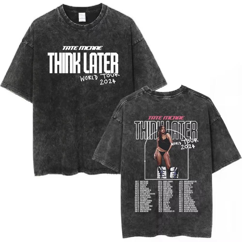 Trendy Tate Mcrae Greedy Album Tour Merch T Shirt Men Women Vintage Washed Short Sleeve Oversized Casual Tee Top