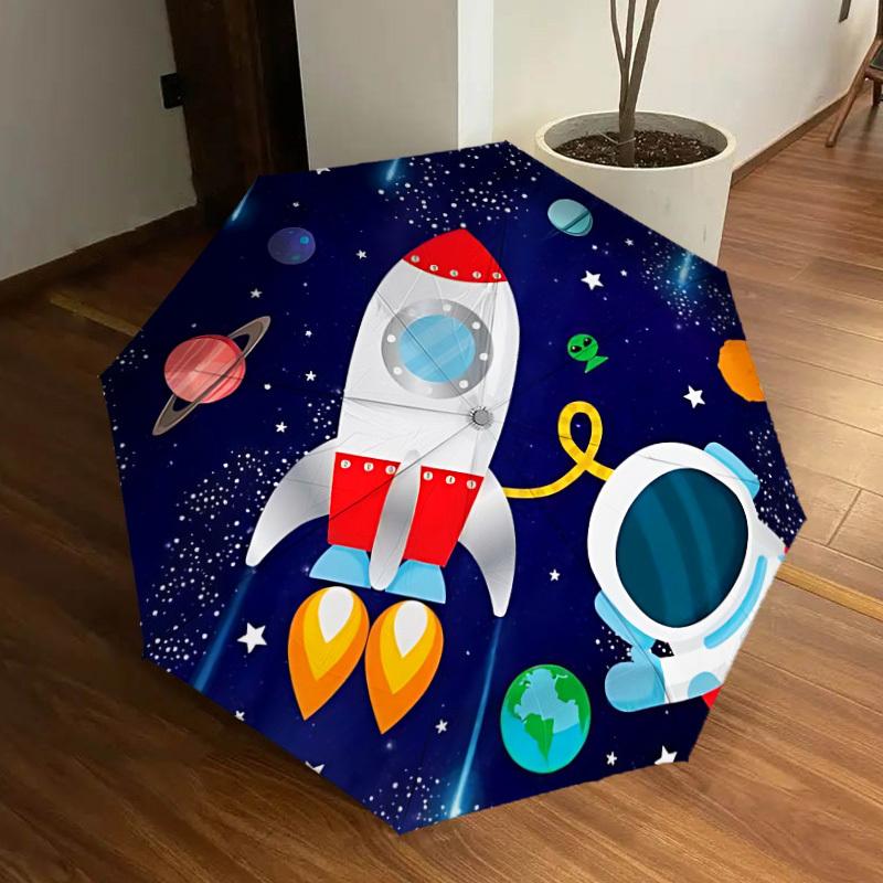 1pc Rocket Ship Automatic Folding Umbrella, Heavy-Duty 8-Rib Construction, Perfect for Everyday Yy251114136