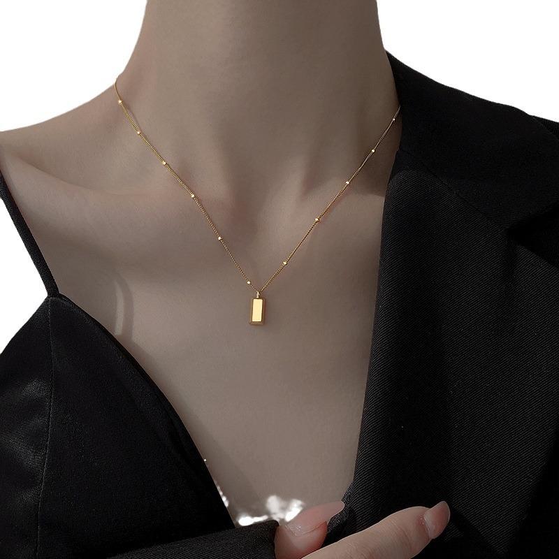 Gold Titanium Steel Necklace For Women Minimalist Layering Choker Collarbone Chain Dainty Delicate Jewelry