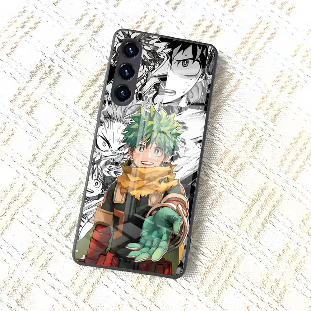 

Чехол для телефона My Hero Academia Деку для Samsung S25 Edge Ultra S23 S22 S21 S20 Ultra Plus S24 Fe A54 A53 A25 A16 A14 Стеклянная крышка Samsung S24