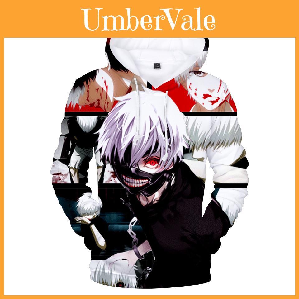 Felpa Tokyo Ghoul Uomo Donna Stampa 3D Maglione Costume Cosplay in Miscela di Cotone Premium