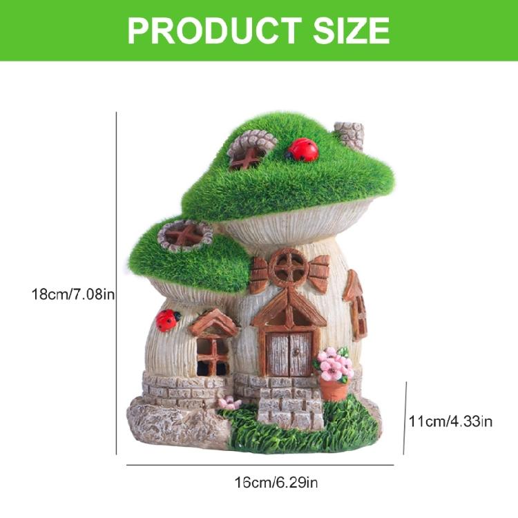 Fairies Tale Landscape Ornament Solar Lighted Illuminated Mushroom House Resin Statue Suitable For Outdoor Night Display