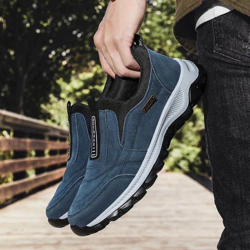 Fashion Hiking Shoes Slip-on Male Sneakers Outdoor Anti-skid Casual Men Shoes Breathable Faux Suede Man Loafers Size 50 Hot Man Footwear
