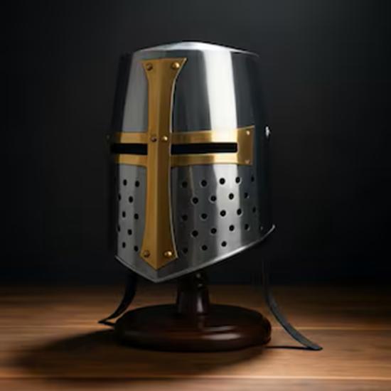 Templar Knight Helmet Free Display Stand Included Medieval Home Decor