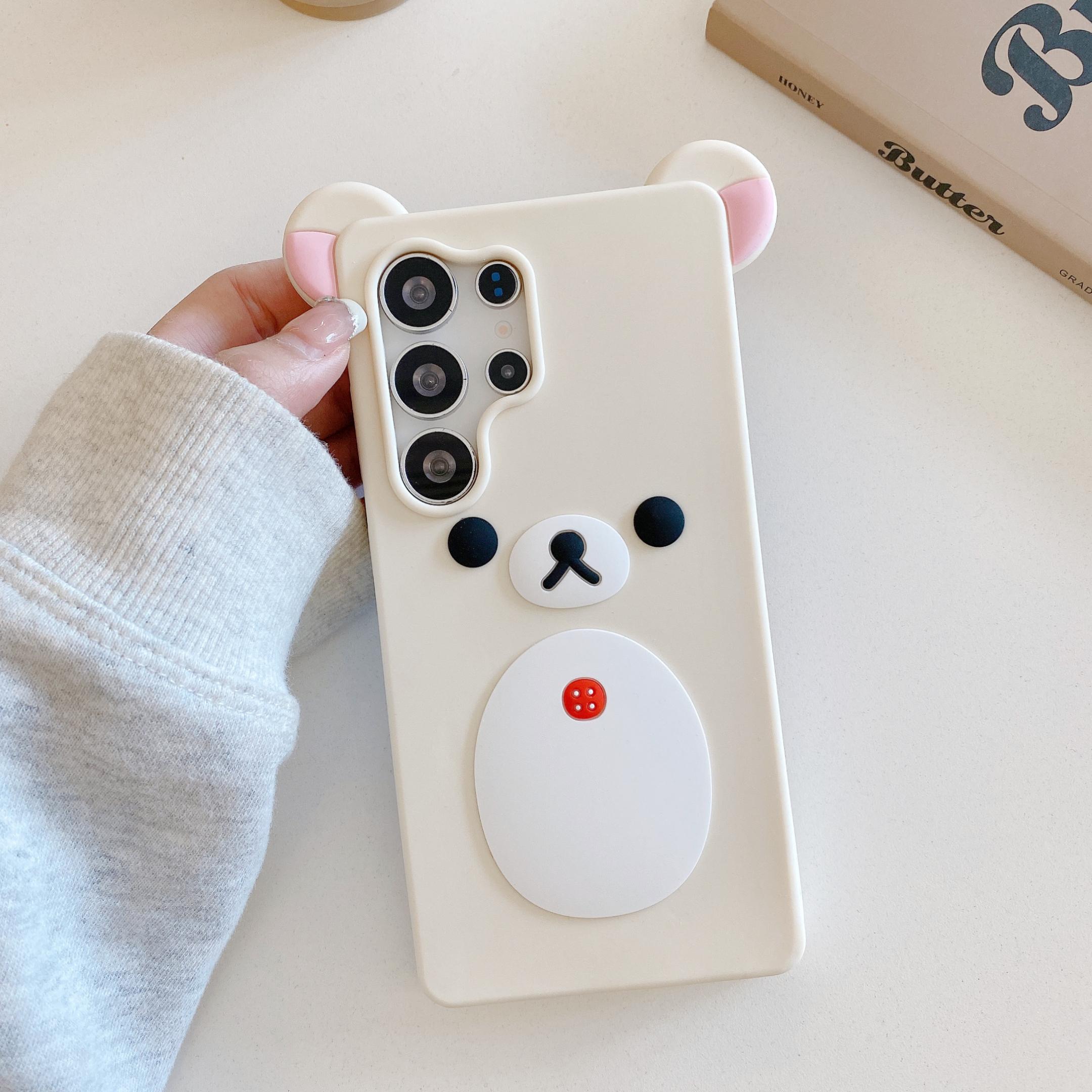 

Fashion Cute 3D Cartoon Rilakkuma Bear Soft Silicone Phone Case Back Cover For Samsung Galaxy S25 S24 Ultra Plus S25Ultra Galaxy S25