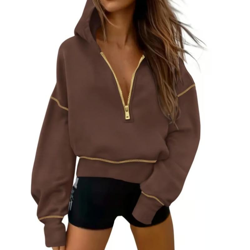 YYFS Felpe con cappuccio e felpe con cappuccio a maniche lunghe con stampa tinta unita casual alla moda da donna