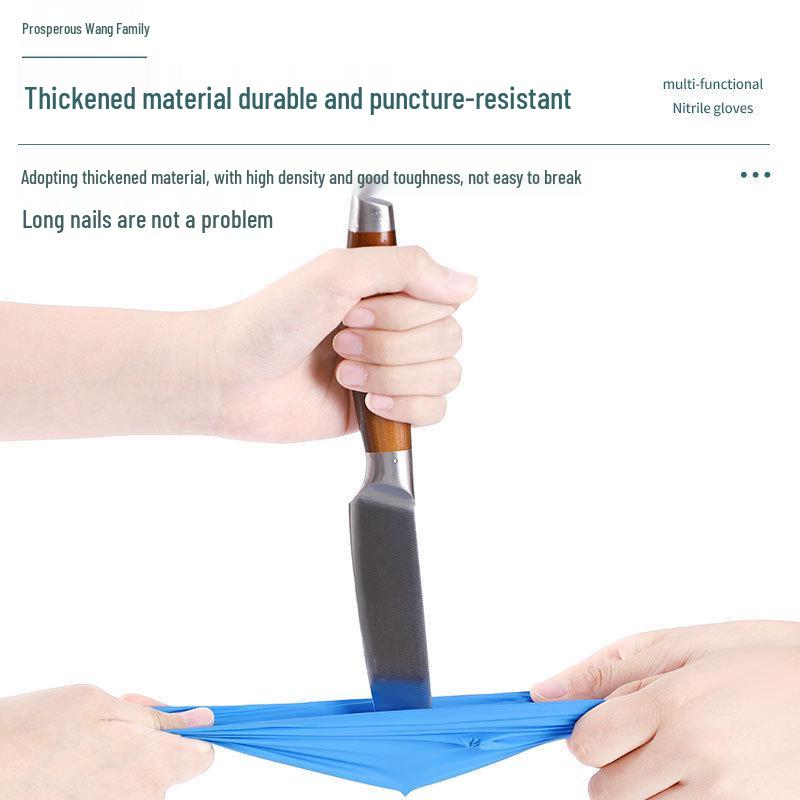 Powder-Free High Elasticity Disposable Nitrile Gloves - Waterproof, Oil-Proof, Food Grade for Household Cleaning and Kitchen Use