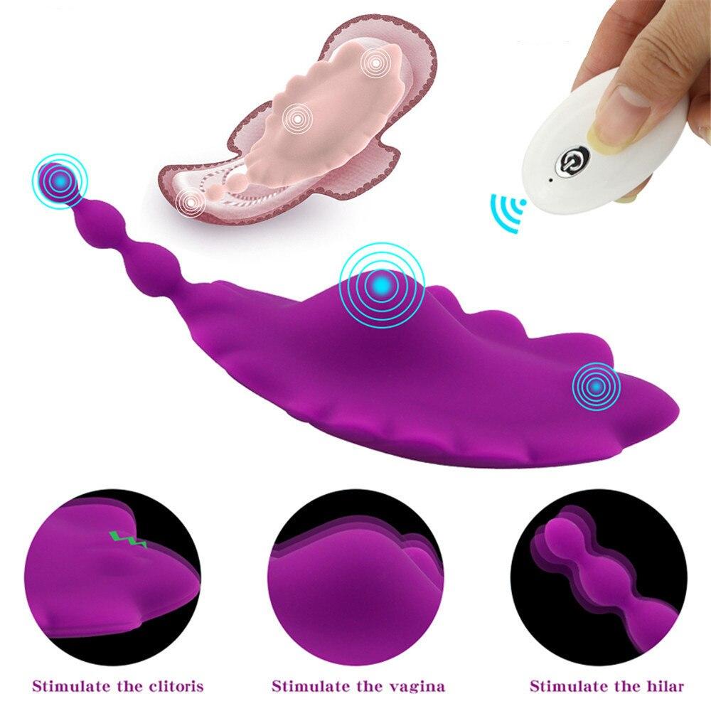 Wearable Perineum Vibrator Butterfly Vagina Clitoris Stimulator Sex Toys for Women Remote Control Invisible Panties Anus Massage