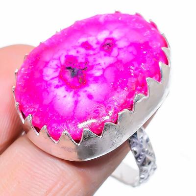 Natural Pink Solar Quartz Gemstone 925 Sterling Silver Gift Ring Size 10 R0T34