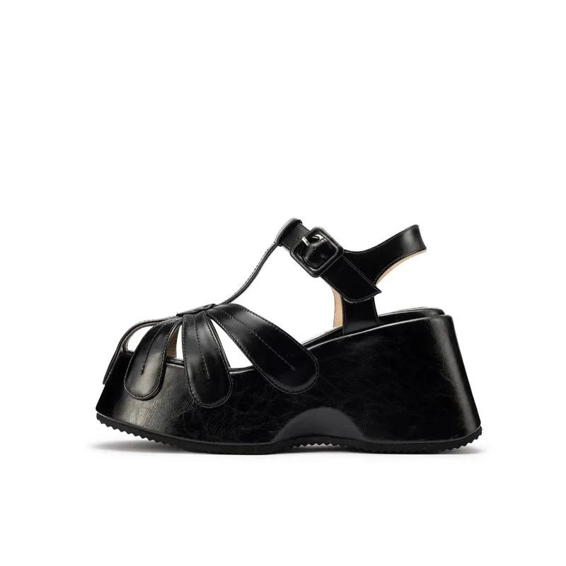 Women's Platform Cowboy Sandals Designer Fashion Muffin Bottom Metal Buckle Roman Shoes 2025High Heeled Thick Bottom Women Shoes