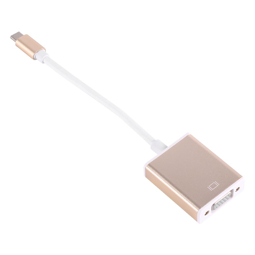 

Кабель-адаптер USB 3.1 Type C Reversible to VGA HDTV с алюминиевым корпусом, золотой