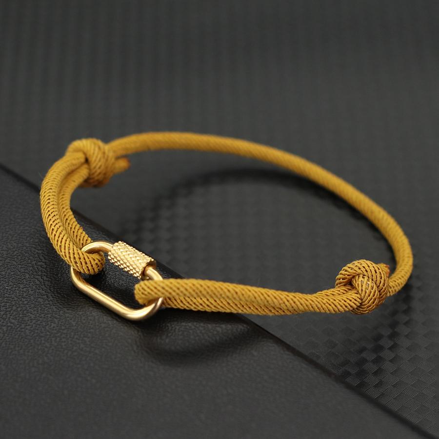 Fashion Men String Bracelet Gold Color Stainless Steel Mountaineering Buckle Outdoor Rescue Cord Chain Braslet Pulseria Hombre