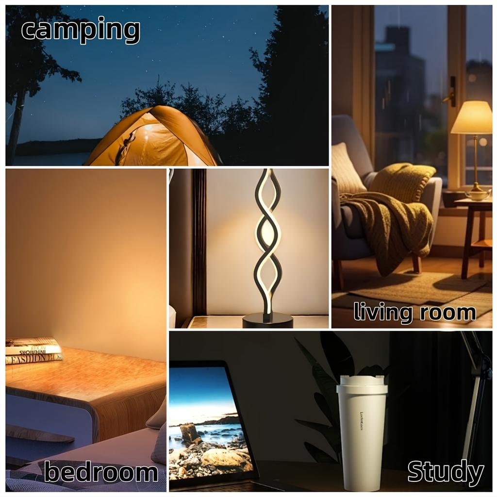Modern color-changing spiral LED table light,adjustable color-changing table lamp, polished metal surface,USB power,key control, no battery required