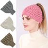 Knitted Hair Band  Autumn and Winter Women's Empty Top Hat Warm Ear Protection Widened Head Cover Woolen Hair Accessory  Hair Band