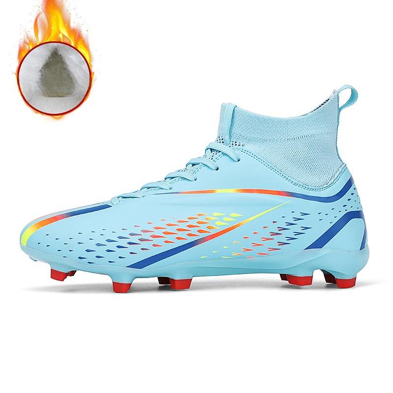 Professional Soccer Shoes Men Anti-slip Lace-up High Top Plush Long Studs Sports Shoes Men Grass Super Light Football Boots Men