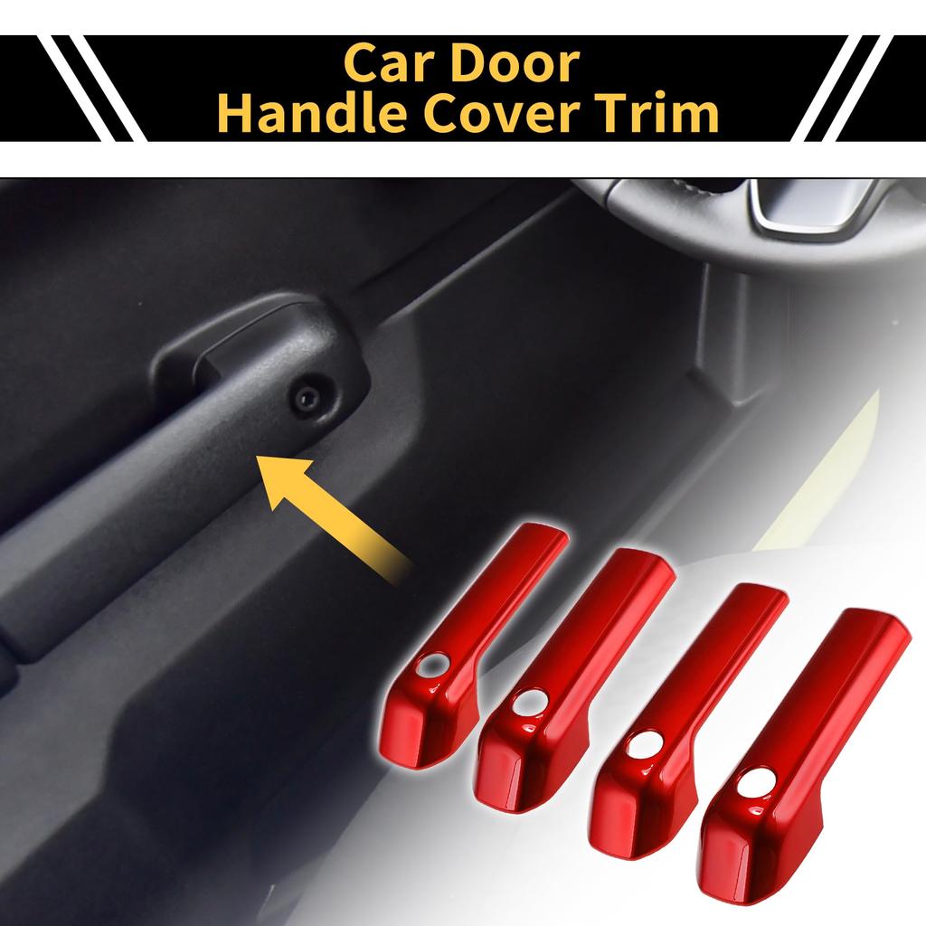 FUELHOOD Door Bowl Handle Trim Set for Suzuki Jimny JB64 Red ABS and (4pcs) - - Wear-resistant, Durable, Scratch-resistant