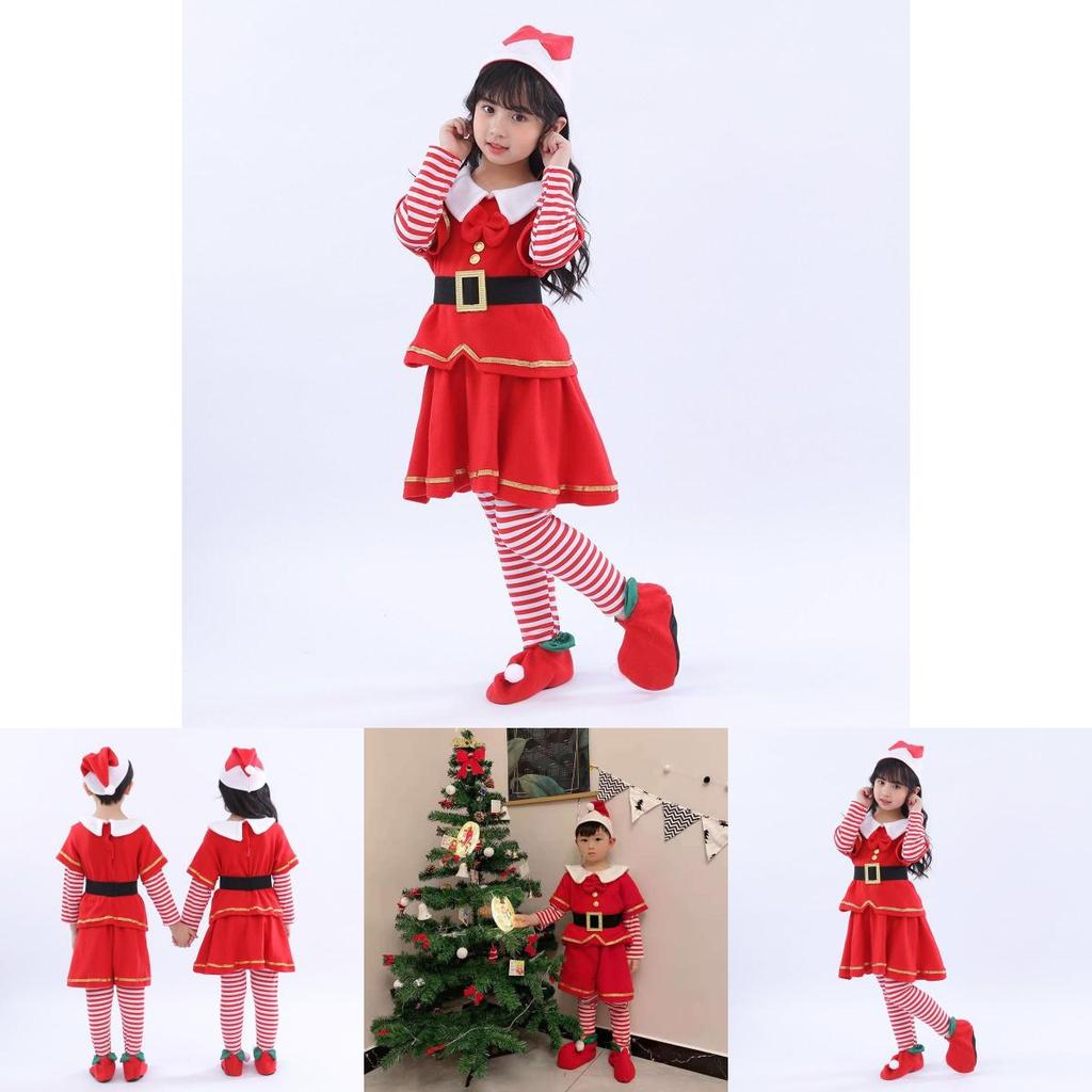 Joyful Christmas Elf Toddler Outfit For Xmas Party Claus Costume