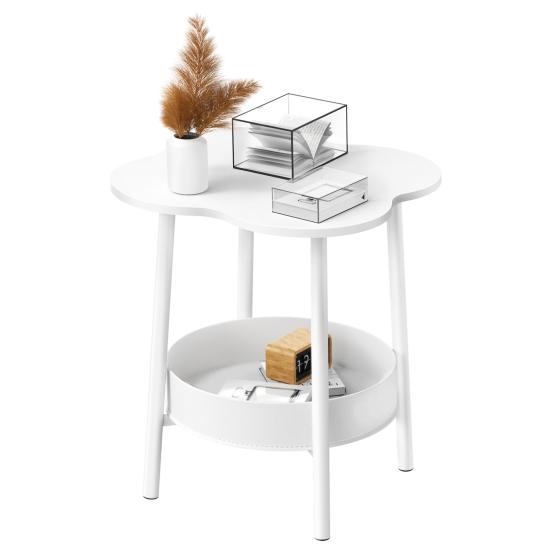 Small Coffee Table, Flower Shaped Desktop Tea Table, Modern Style End Table, Living Room Center Minimalist Display Coffee Table with 2-Tier