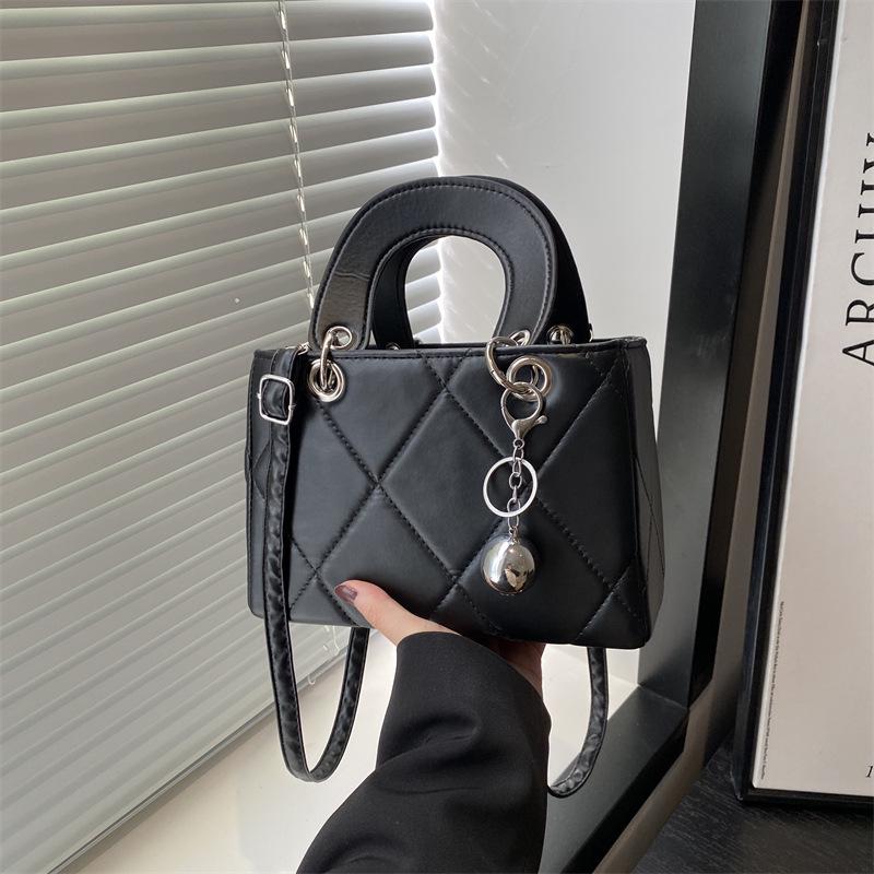 Trendy 2025 Argyle Embroidered Korean-Style Large Capacity Crossbody Handheld Bag