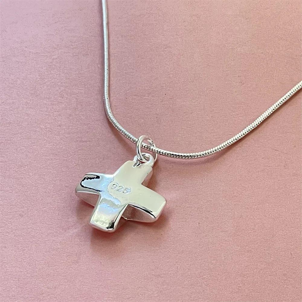925 Sterling Silver Snake Chain Cross Pendant for Women Wedding Party Fashion Charm Jewelry