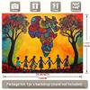 2D Afrikanische Heritage Party Kulisse, Farbige Afrikakarte mit Kinder-Silhouette für Fotoshooting