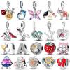 Charms Chameleon Ladybird Ufo Butterfly Beads Copper Pendants Fit Original Pan Bracelet Diy For Woman Jewelry