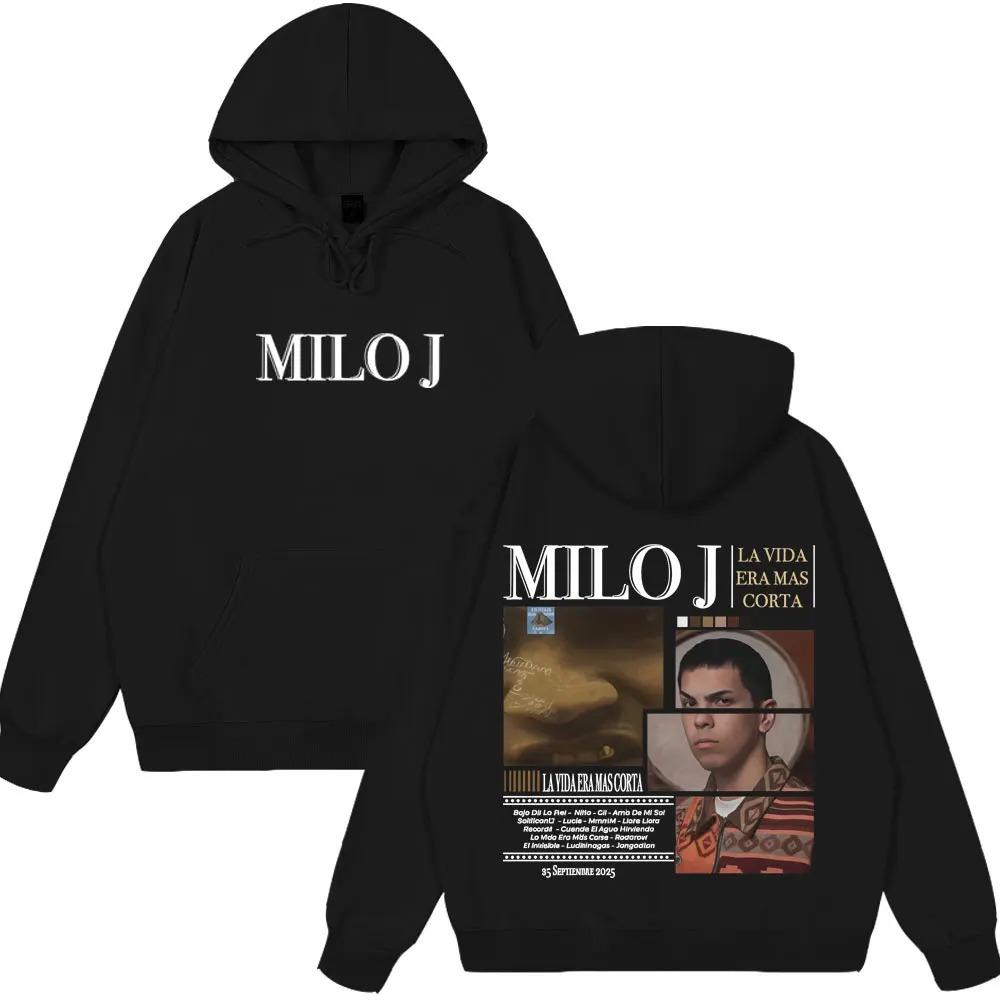 

Rapper Milo J La Vida Era Mas Corta Hoodies Men s Women Gothic Punk Oversized Sweatshirts Fashion Hip Hop Long Sleeves Pullover 4XL чёрный