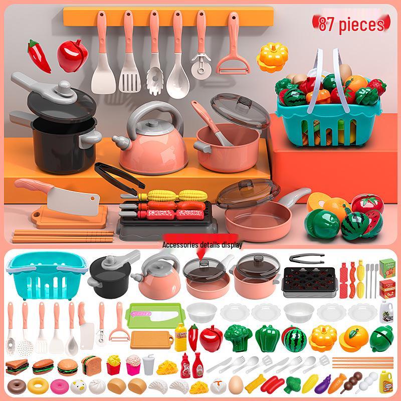 Kids' Play Kitchen Set: Cooking and Fruit Cutting Fun