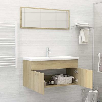 2 Piece Bathroom Furniture Set Sonoma Oak Wood Based Panel