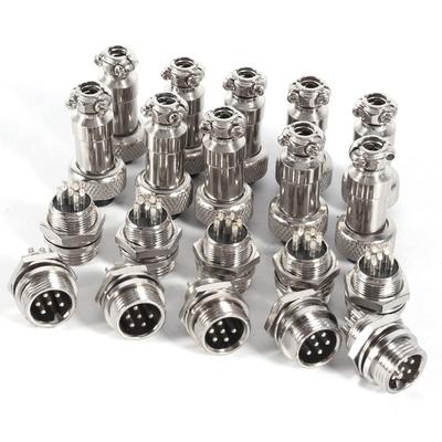 10 Sets GX12 6-Pin 12mm Plug M FEM Socket Connectors Zinc Low Voltage M FEM Connectors with Metal Socket Plugs for Various Applications