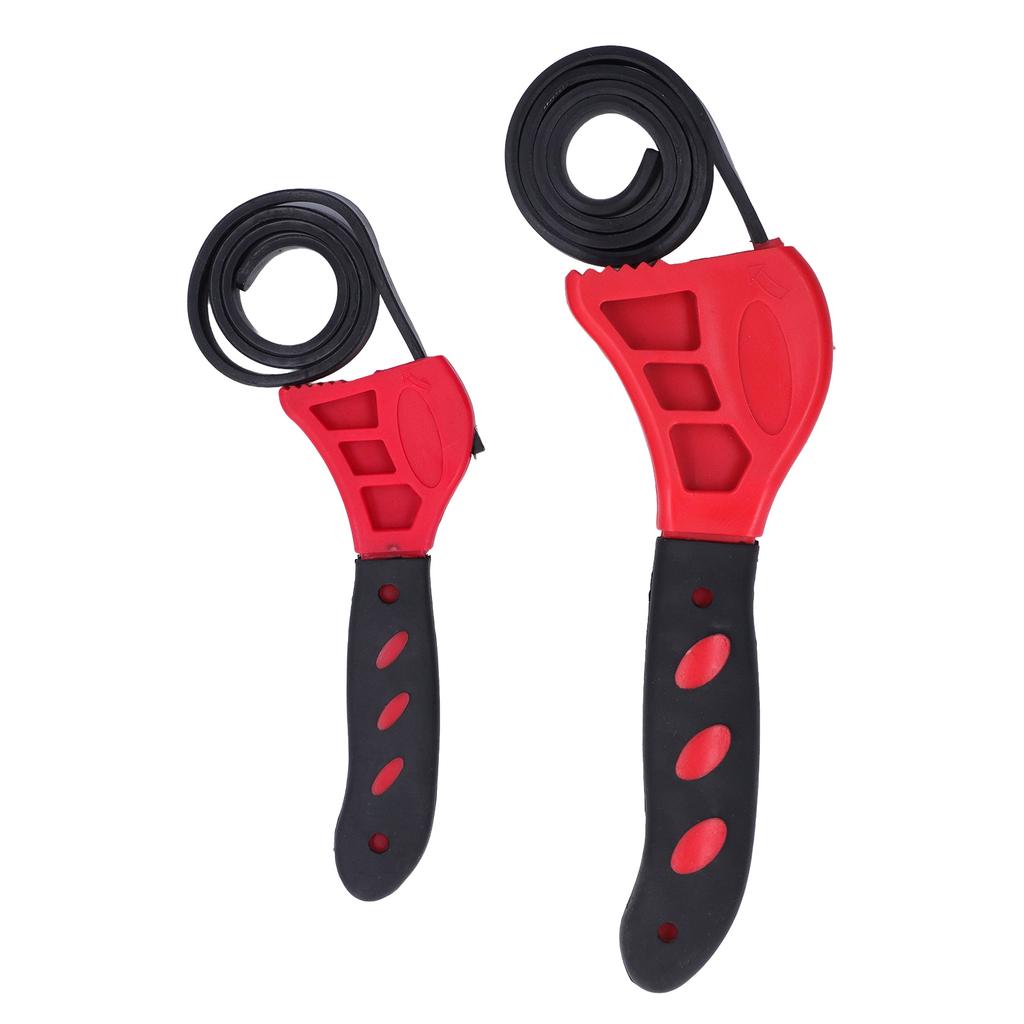 2 szt. Klucz paskowy Wielofunkcyjny Regulowany Klucz paskowy gumowy 6 cali 8 cali do Konserwacji Samochodu Czerwony