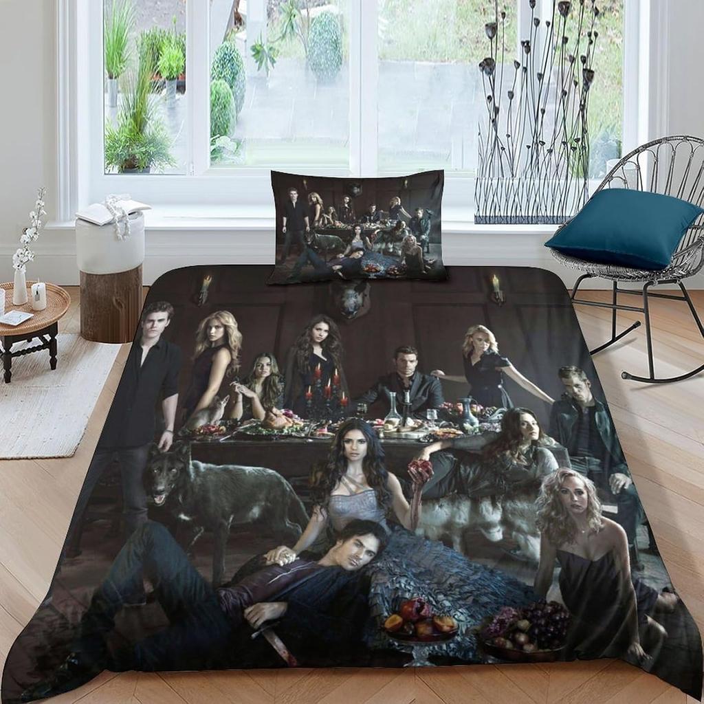 The Vampire Diaries Bedding Sets Exquisite Bed Supplies Set Horror TV Anime Bed Comforter Set Bedding Set Birthday Gift