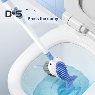 Cepillo de baño Squirt Whale, cepillo de limpieza de 360 grados con cabezal de silicona, diseño de orificio para colgar, cepillo de baño montado en la pared
