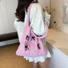 Solid Color Large Capacity Shoulder Bucket Bag Fashionable Knitted Work Commuter Bag Daily Shopper Tote For Women