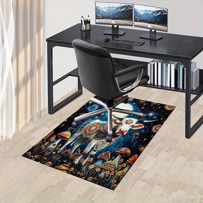 

1pc Cosmic Cow,Psychedelic Mushrooms,Celestial Night Office Carpet Soft Polyester Entrance Carpet Washable Non-slip Machine Washable Indoor 60cm by 90cm