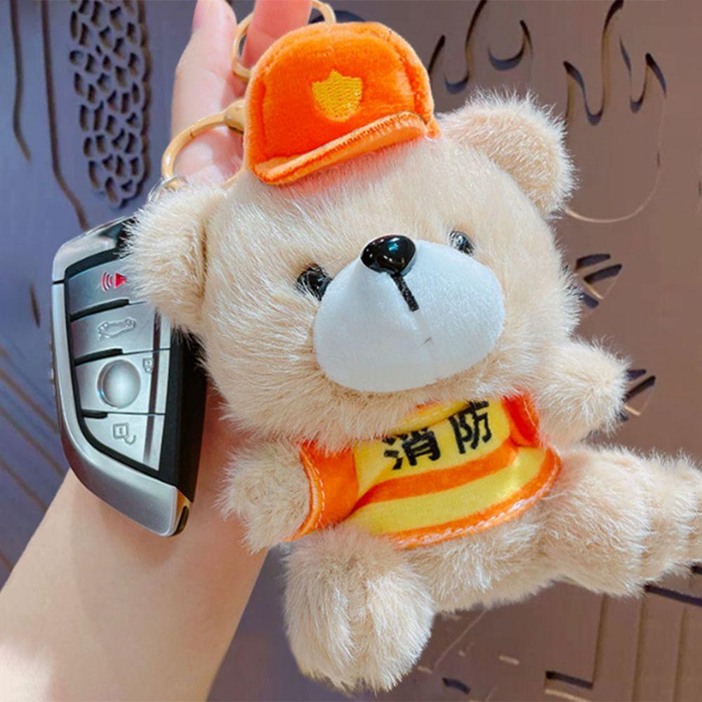 Cartoon Schoolbag Pendant Soft Car Key Chain Portable Traffic Bear Doll Keychain  Bag Charm
