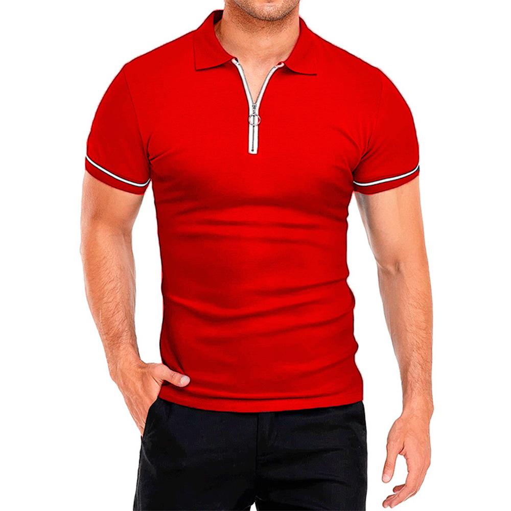 Módní polokošile na zip s límečkem, jednoduché denní, pohodlné, letní s krátkým rukávem, základní topy, outdoorové oblečení