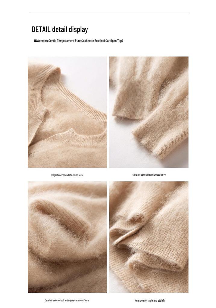 Women's Brushed Cashmere Cardigan - Autumn/Winter 2025 Thickened V-Neck Button-Up Sweater Coat
