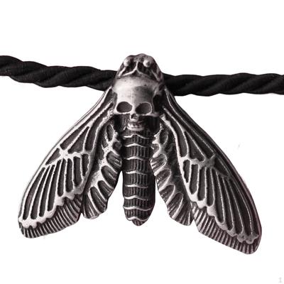 Skull Moth Pendant Necklace, Goth Fashion Punk Jewelry for Christmas Women and Men