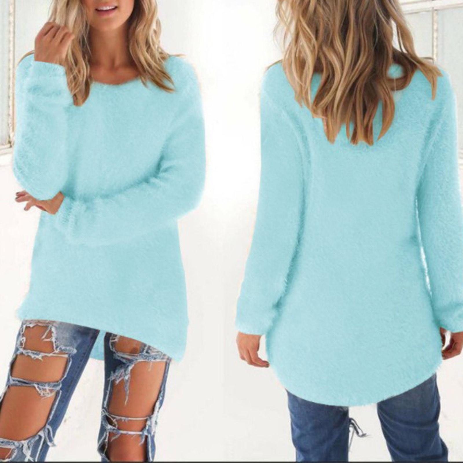 

Женские теплые зимние однотонные пуловеры на молнии на четверть, свитер, плюшевый топ XL небесно-голубой