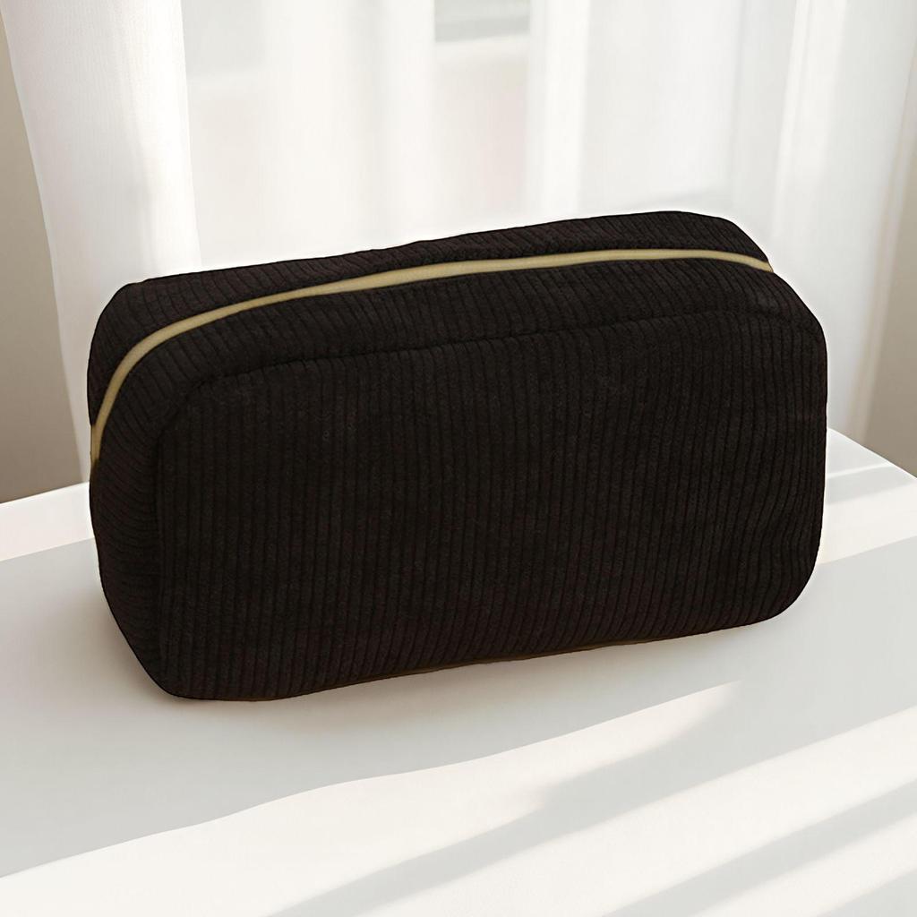 Duży piórnik i kosmetyczka z sztruksu - Przenośny schowek na przybory toaletowe i artykuły piśmiennicze na podróże służbowe