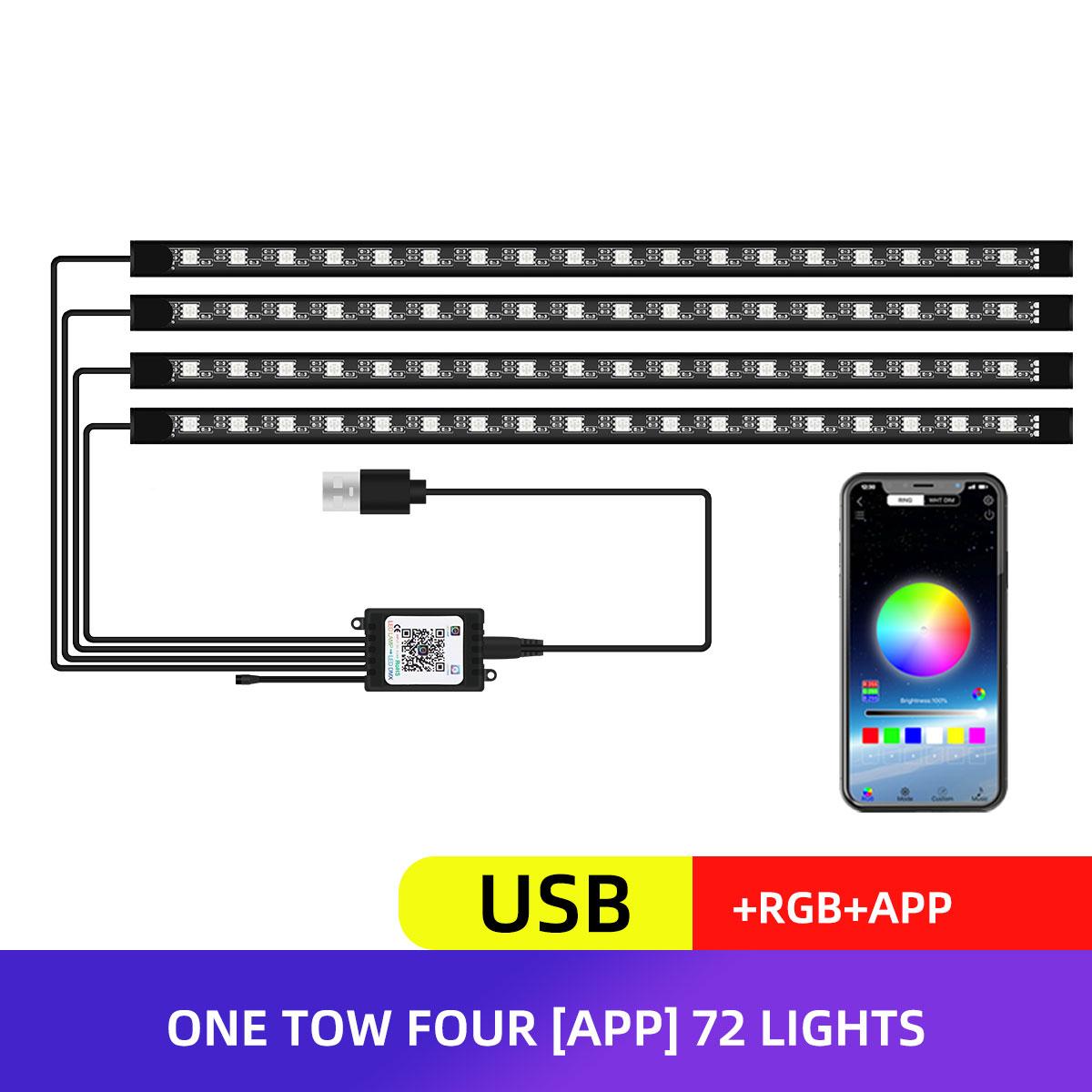 

Neon 72 LED Car Interior Ambient Foot Light with USB Music App Control Auto RGB Atmosphere Decorative Lamps Car Accessories UTV