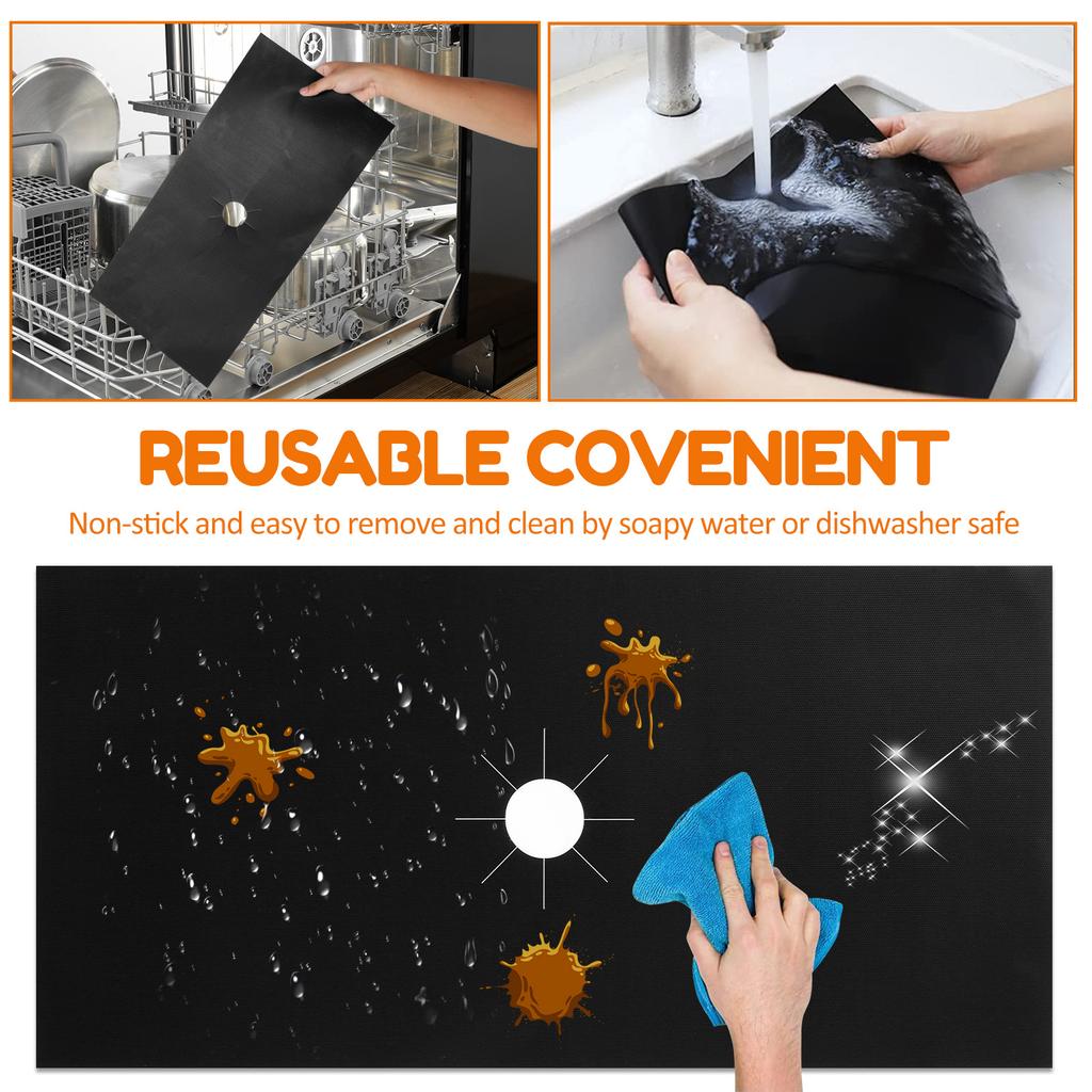 Gas Stove Surface Protection Pad Protecting Mat with Scraper and Brush Washable Oil And Dirt Resistant Kitchen Cleaning Accessor