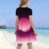 Girls Round Neck Short Sleeve Colorful Swirl Printed A Line Flared Dress