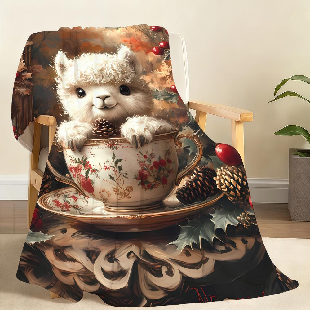 

Cute Christmas rabbits squirrel alpacas wolve Blanket Soft Throw Blanket for Home Bedroom Bed Sofa Picnic Office Blanket Gift 75x90cm
