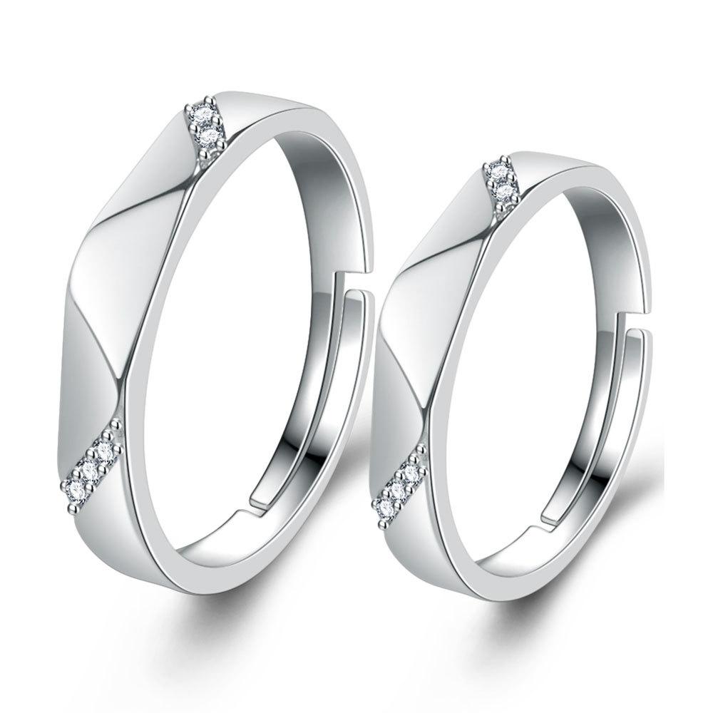 2pcs 925 Sterling Silver Couple Rings Zircom For Women Man Exquisite Student Girlfriend Silver Jewelry Accessories Wedding